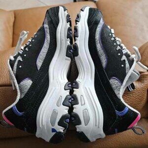 Women's Skechers 149060 D'Lites Sparkling Rain Shoes Black Purple - Size 6